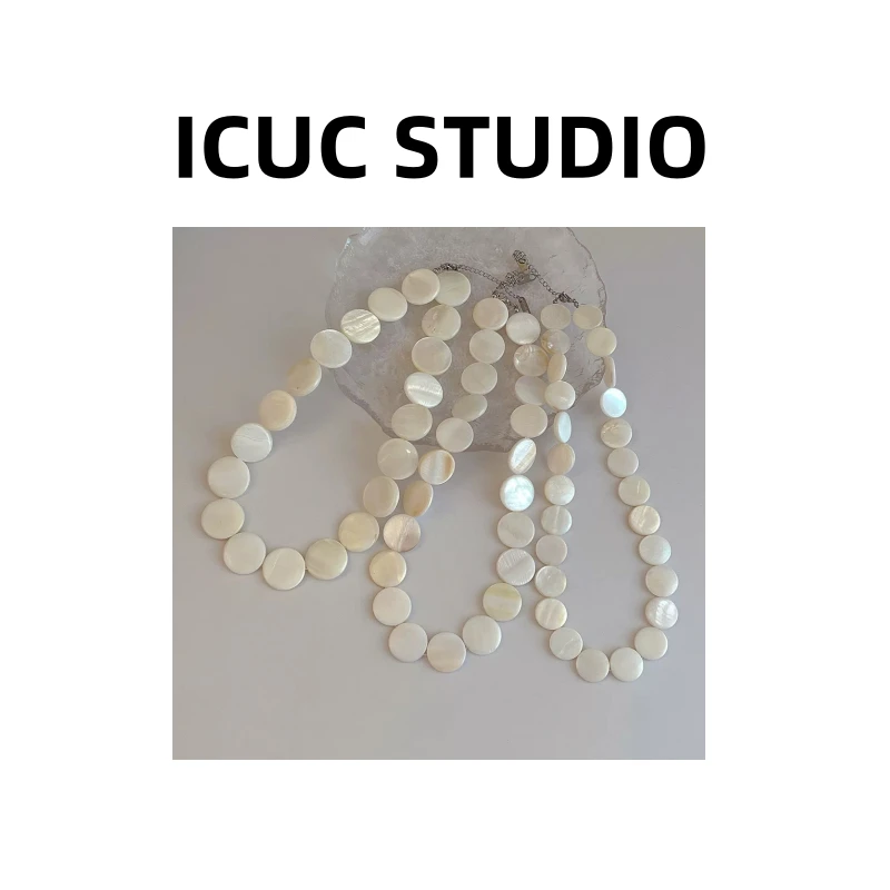 非金属仿珍珠项链 ICUC定制-简约小众设计感天然贝壳圆片项链