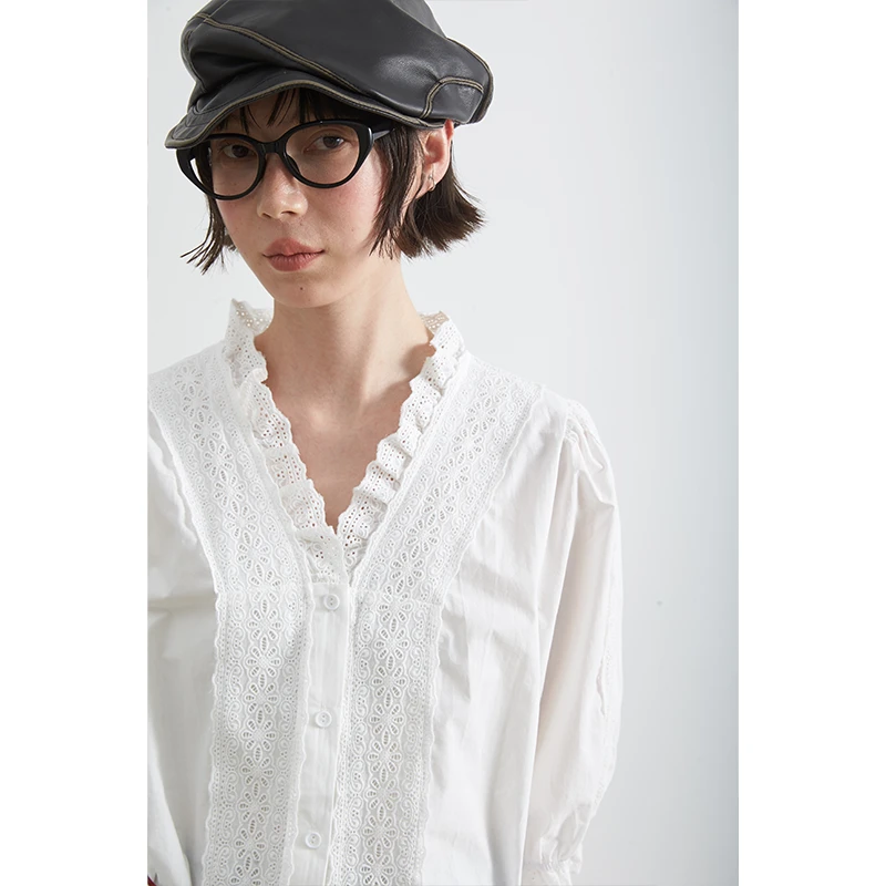ABOUT PASSION · 法式衬衫高级感蕾丝花边衬衣Y1626F