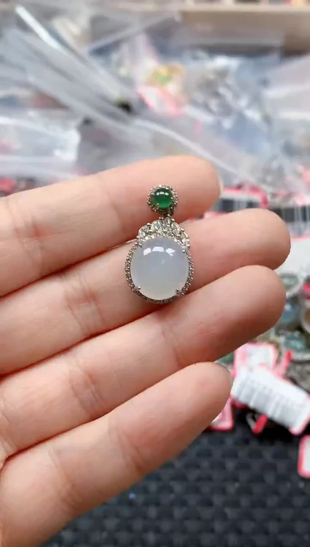 银S925镶嵌戒指翡翠天然A货缅甸翡翠