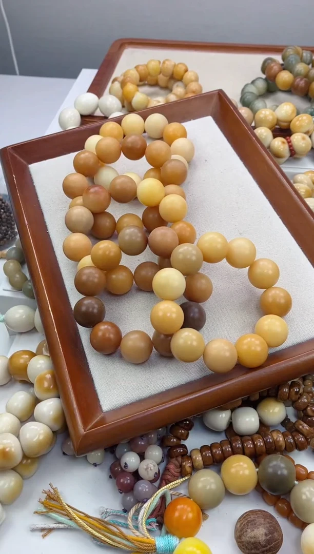 手串菩提根/象牙果干磨圆珠22mm手串瑕疵不补随机