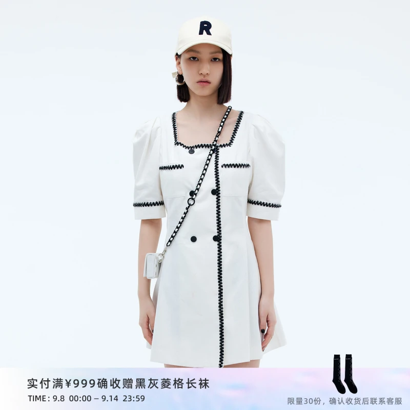 REVAN芮范甜酷黑白撞色连衣裙RU71101211