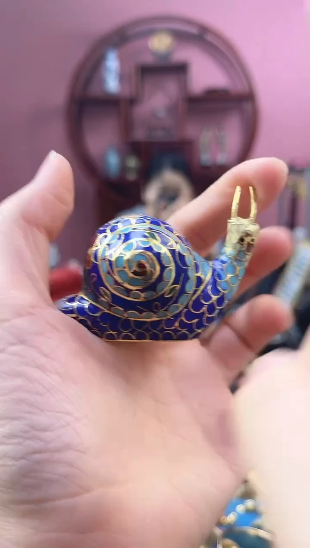 非遗 景泰蓝 摆件 蜗牛 宝蓝