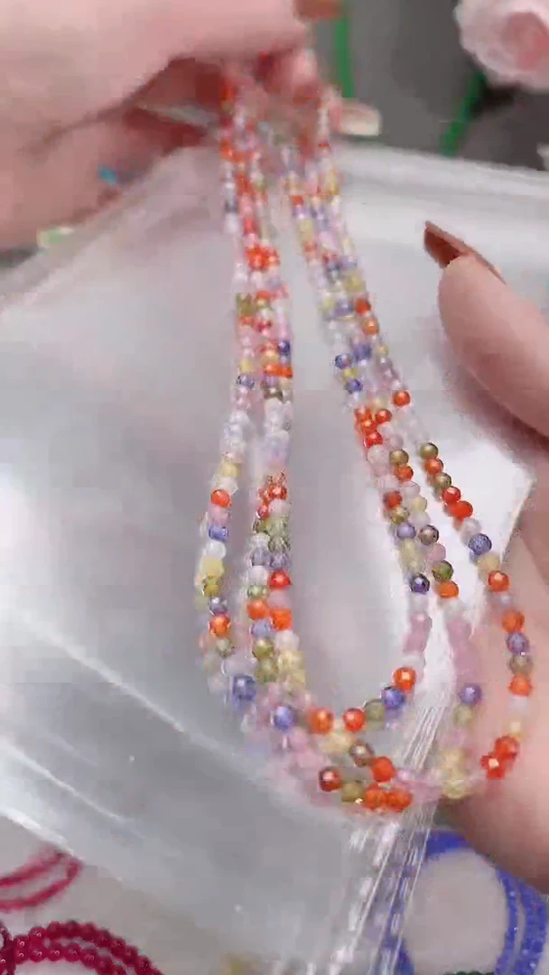 颈饰彩色蓝宝石银S925镶嵌大米方彩多宝99