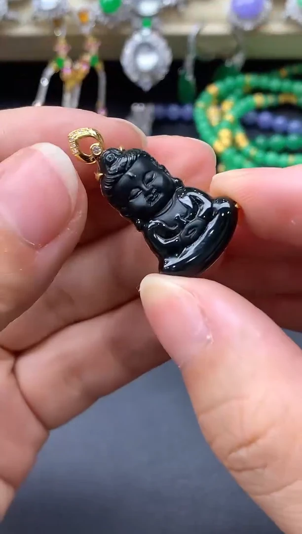 翡翠18K金镶嵌颈饰484-中国好珍宝