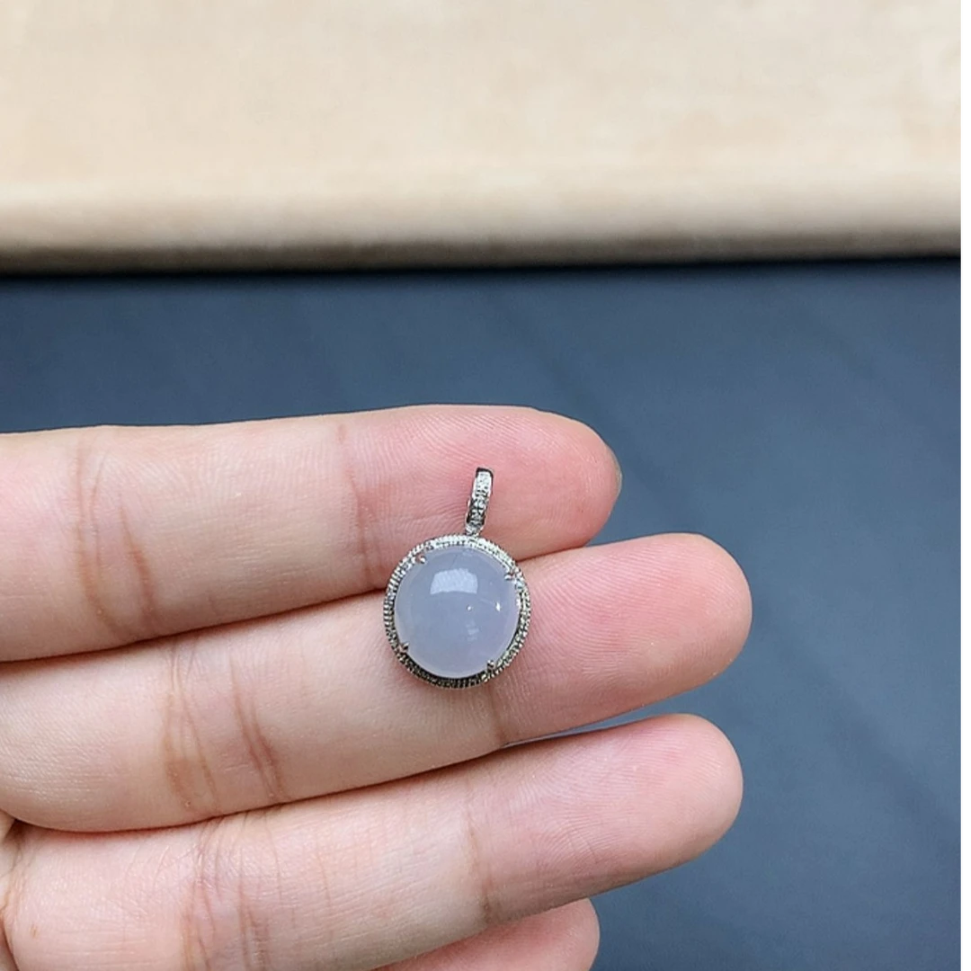 翡翠18K金蛋面吊坠-J21-5570