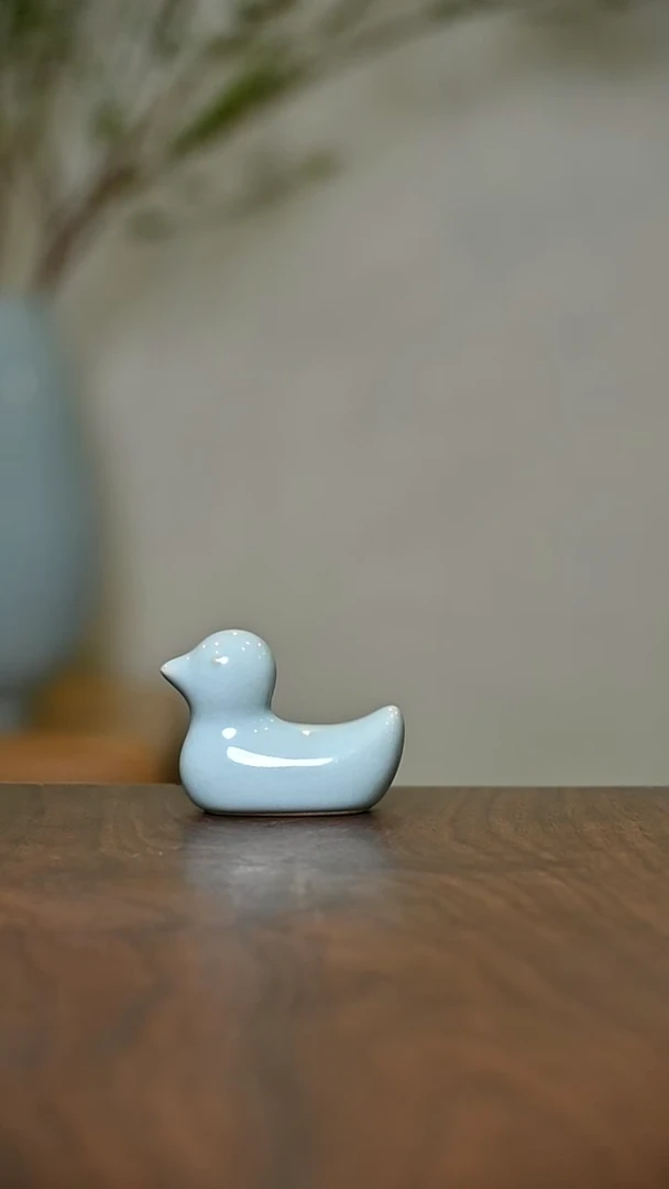 5.5cm小鸭子筷架茶宠 天青
