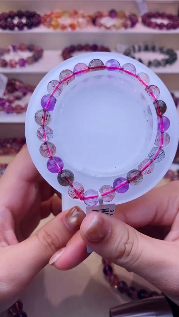 未镶嵌手链水晶黑加仑超七单圈8m+