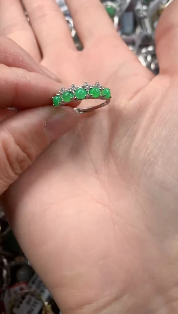 银S925镶嵌戒指翡翠777    3