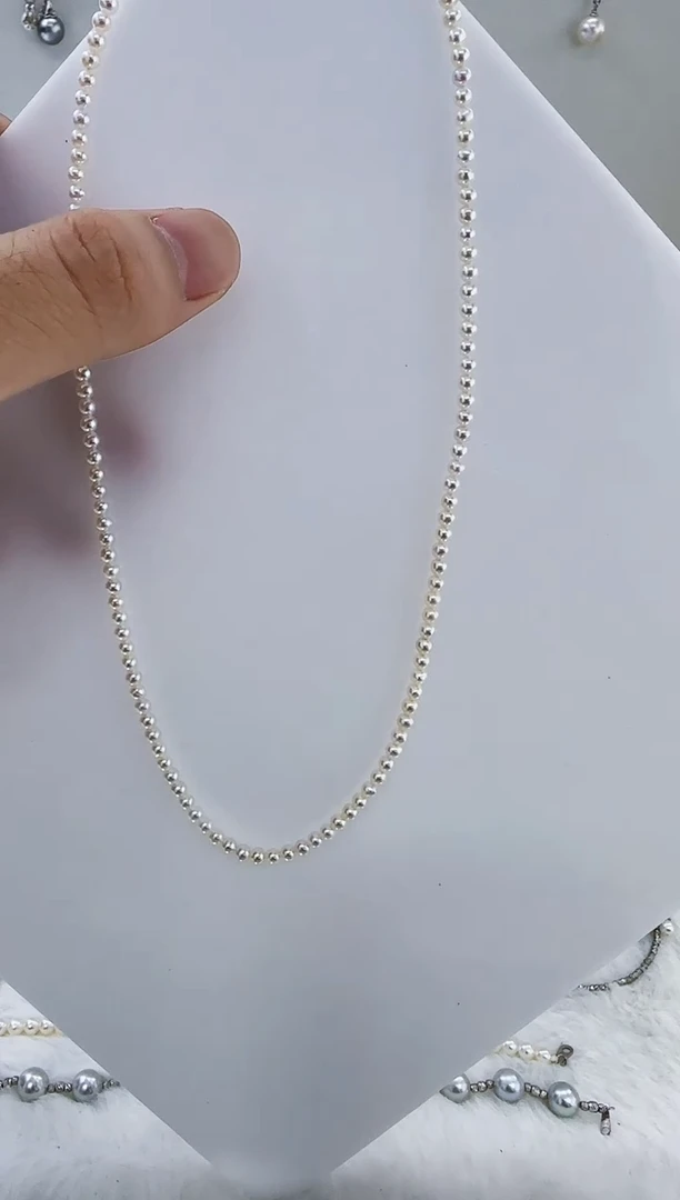 18K金镶嵌淡水珍珠DA淡水珍珠项链3-4 gh001