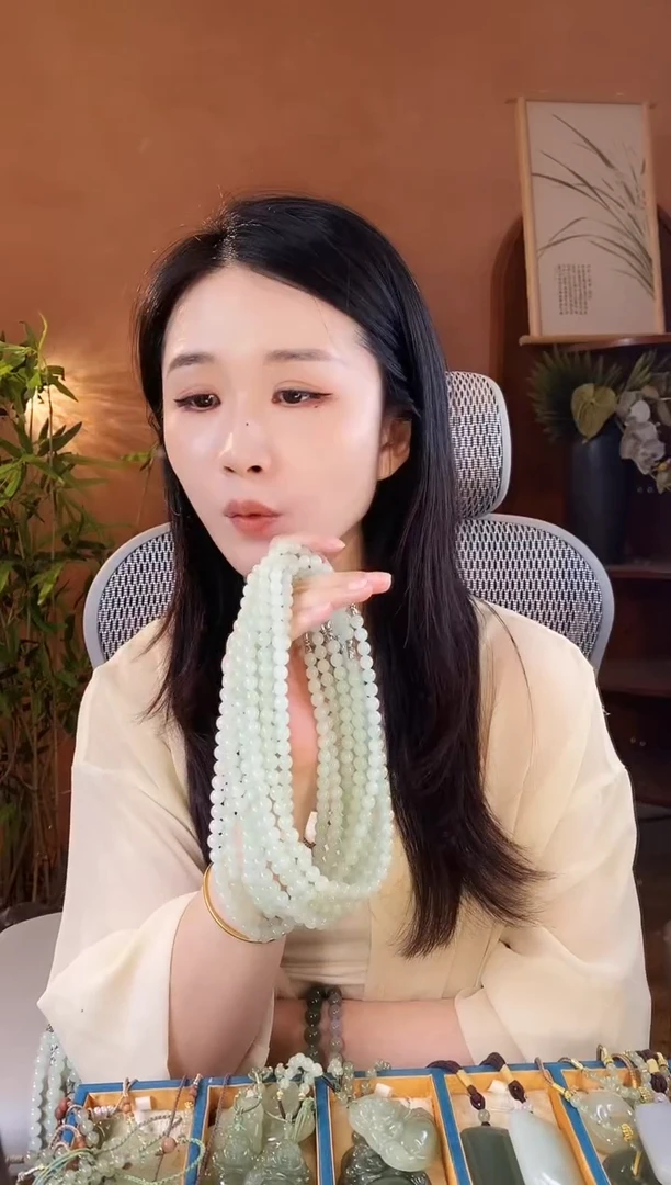 和田玉未镶嵌颈饰8MM珠宝项链1条