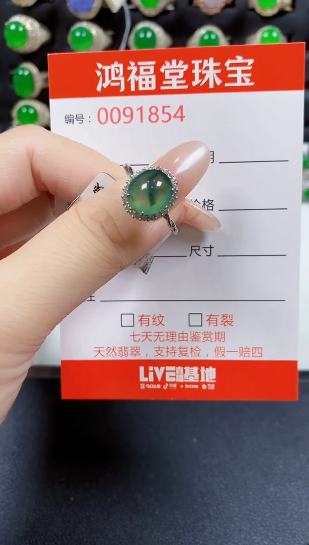翡翠戒指银S925镶嵌1854