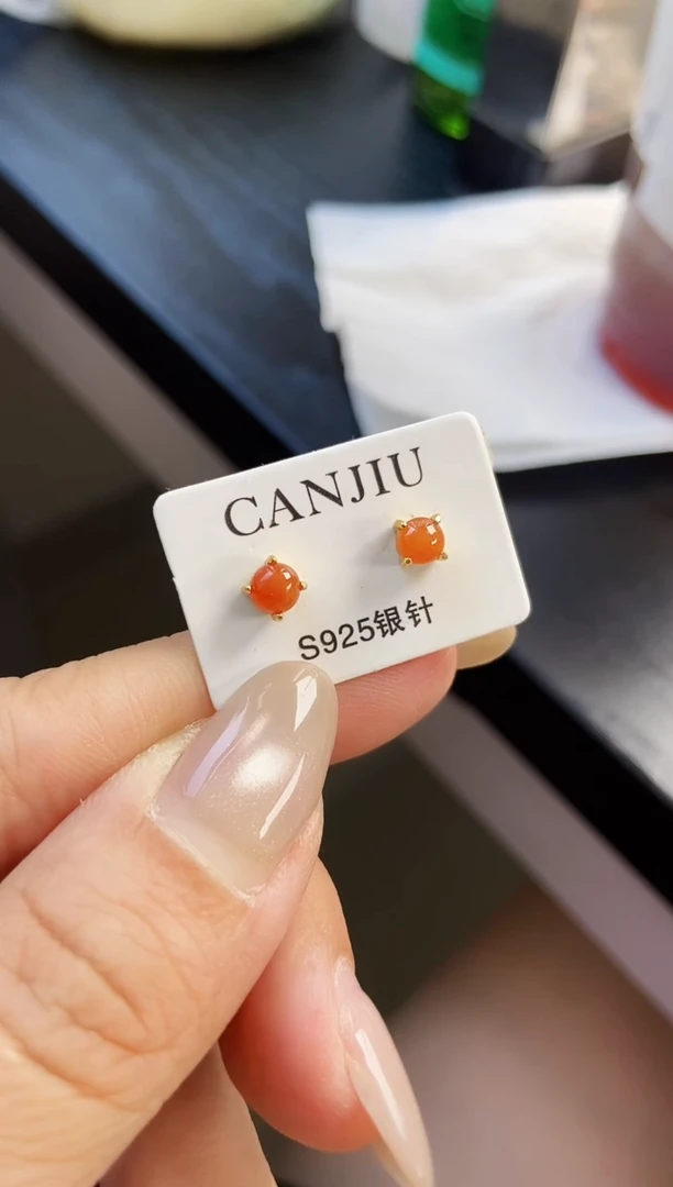 银S925镶嵌翡翠耳饰21