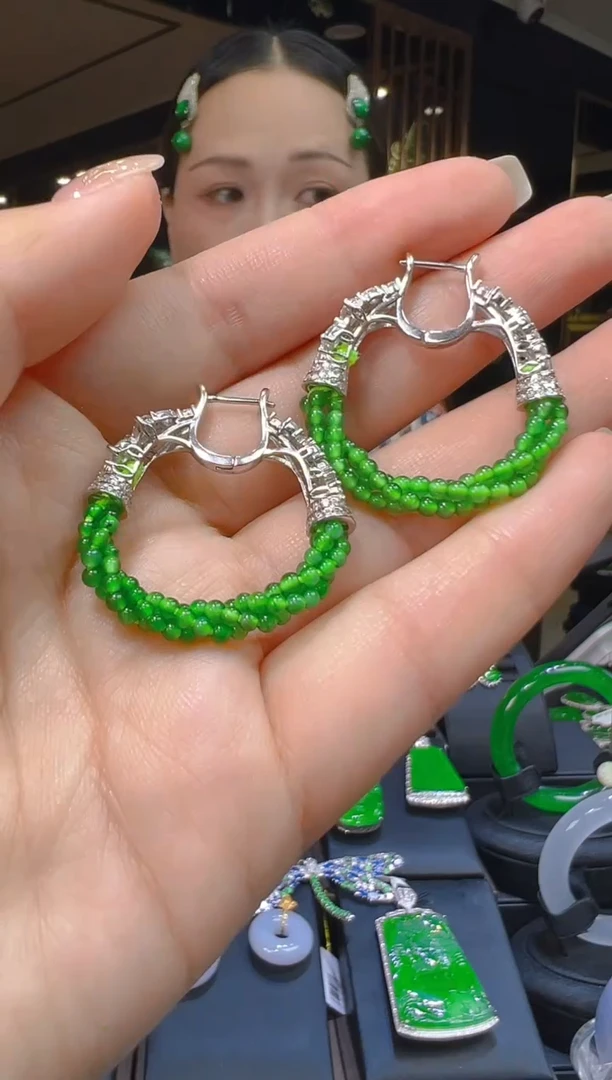 银S925镶嵌翡翠耳饰020（多样性发其一）