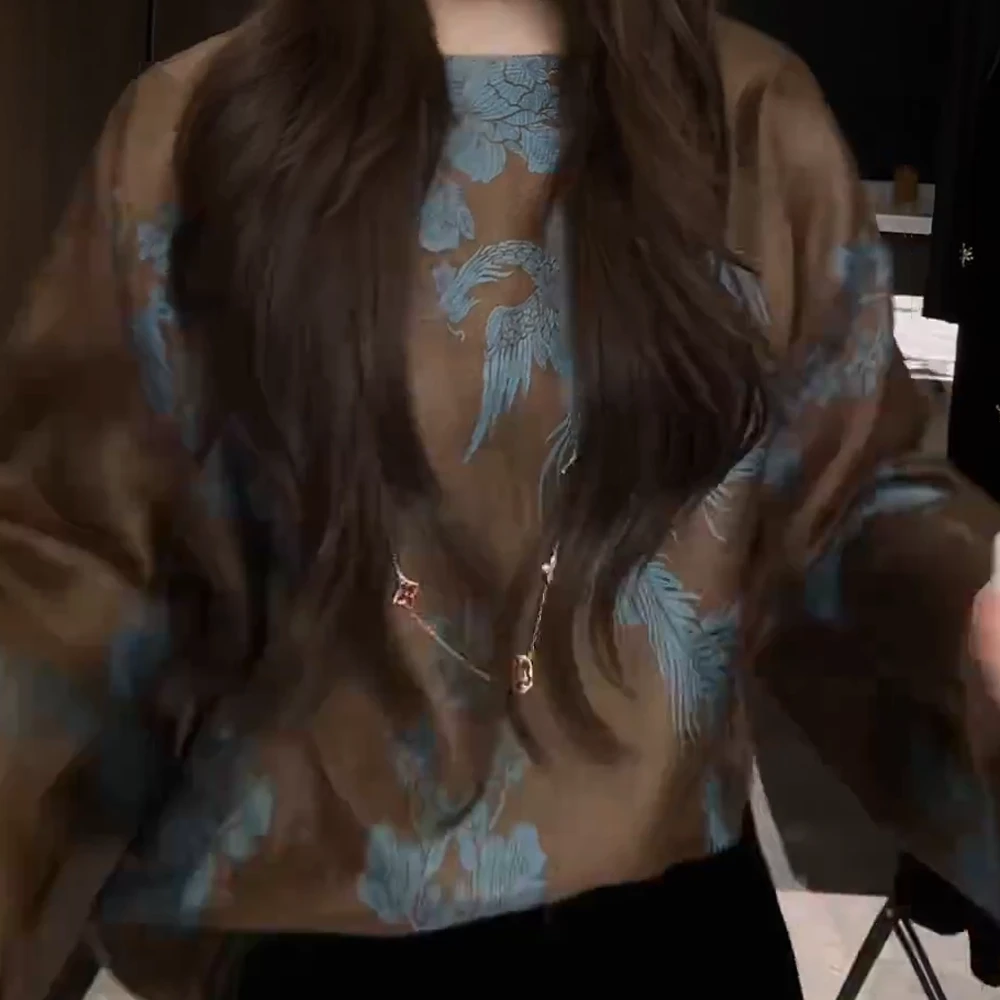 凤栖牡丹定制国潮风盘扣上衣气质减龄C5868