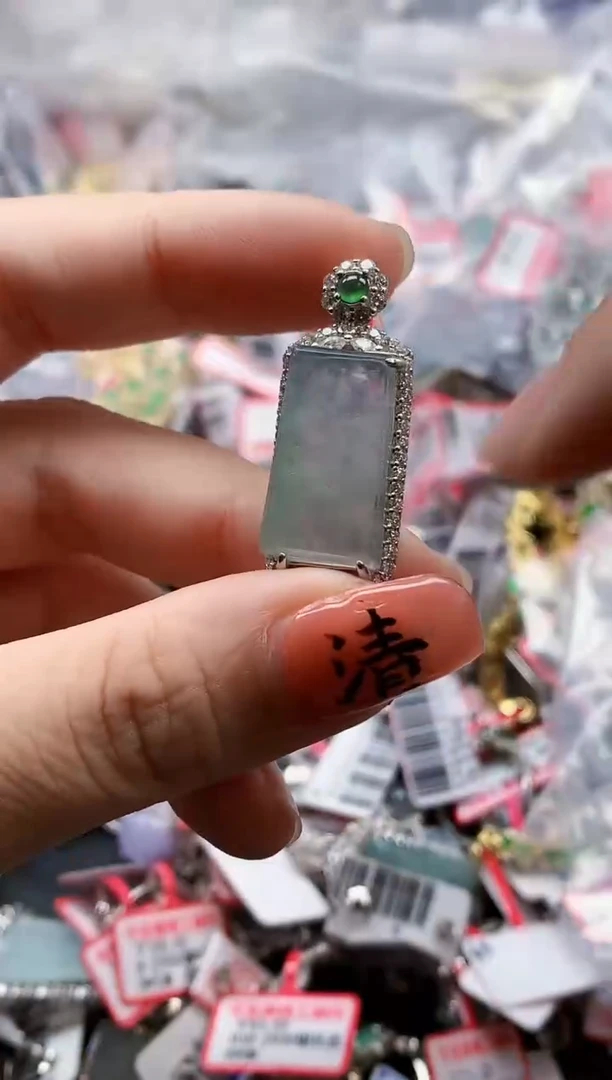 银S925镶嵌戒指翡翠天然A货缅甸翡翠