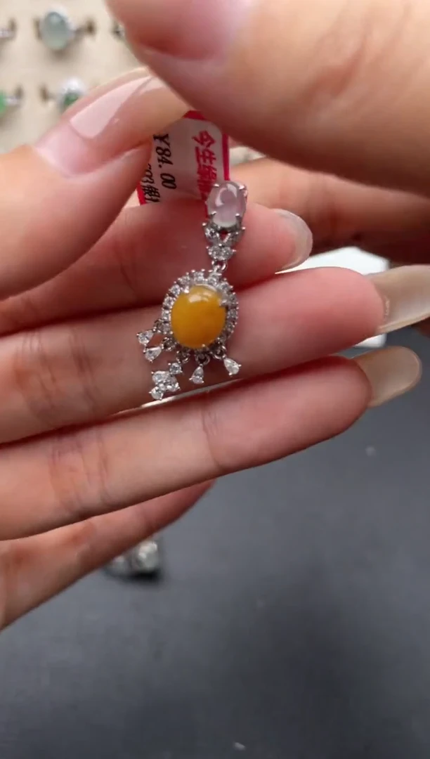 吊坠(不含链)银S925镶嵌翡翠一物一证一礼盒