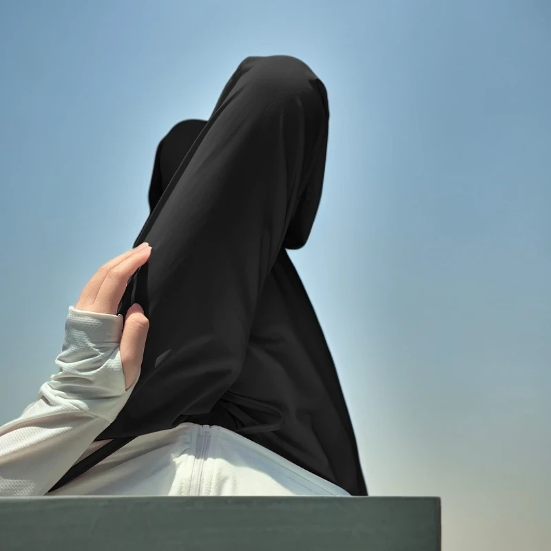 胖MM大码冰丝防晒阔腿裤女夏薄款高腰休闲运动速干防蚊凉凉面膜裤