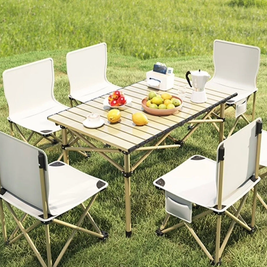 户外折叠桌椅套装一套全套便携式6人碳钢合金送收纳包野露营椅子