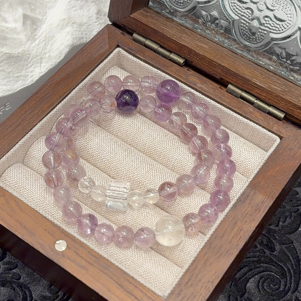 【紫气东来】天然水晶手串玻利维亚紫水晶女款双圈气质显白送礼E036