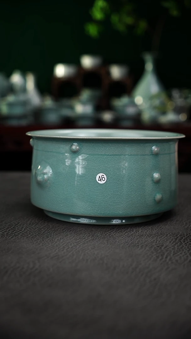 46号仿古青绿虎头鼓钉洗微瑕~帆