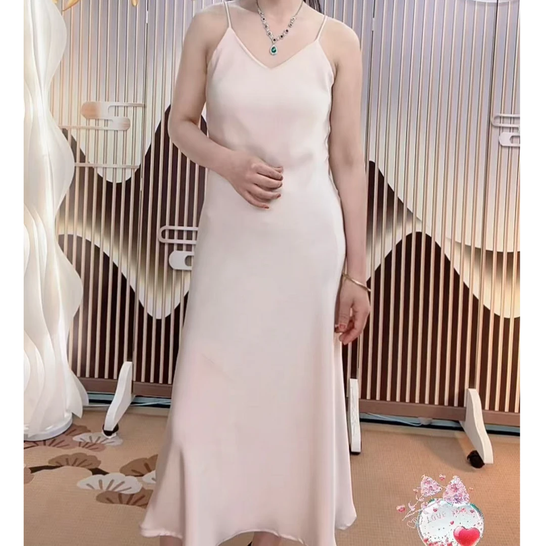 缎面吊带裙气质时尚薄款性感休闲长裙连衣裙882