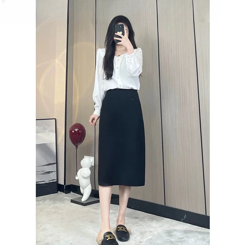 包裙半身裙女夏季裙子薄款高腰a字西装裙气质职业半裙3157#裙长75