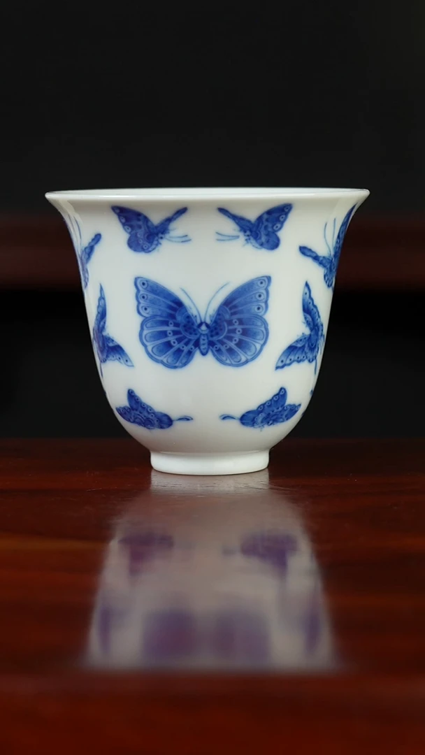 祖传窑真柴窑传承400年百蝶图大花神杯
