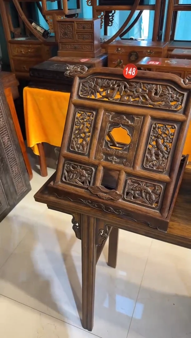 【闪购商品】木木艺黄花梨雕刻喜鹊登梅书架698.88888