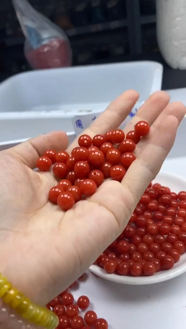 南红玛瑙未镶嵌颈饰w2185云南保山肉南红色8MM*40颗