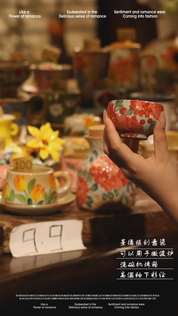 陶瓷景德镇高温手绘釉下彩设计师款式