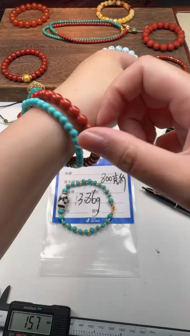 18K金镶嵌绿松石手串手串江*～手串手串