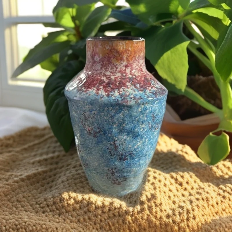 双拼色高温手工手绘花器(高22口7.5)