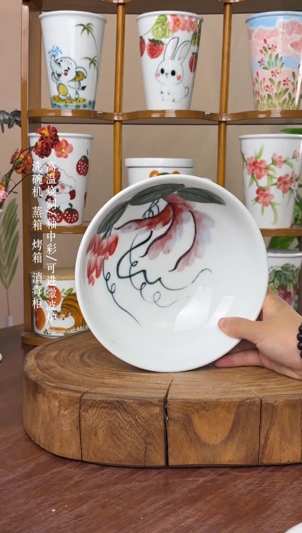 瓷片景德镇手绘釉中彩（食品级）大胖碗