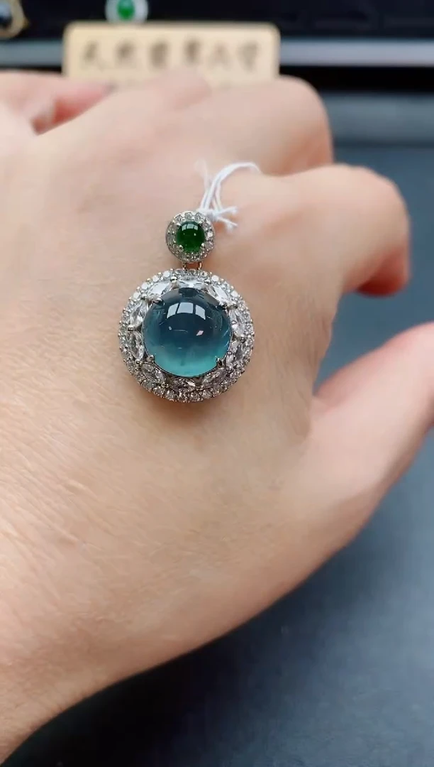 吊坠(赠链)银S925镶嵌翡翠1