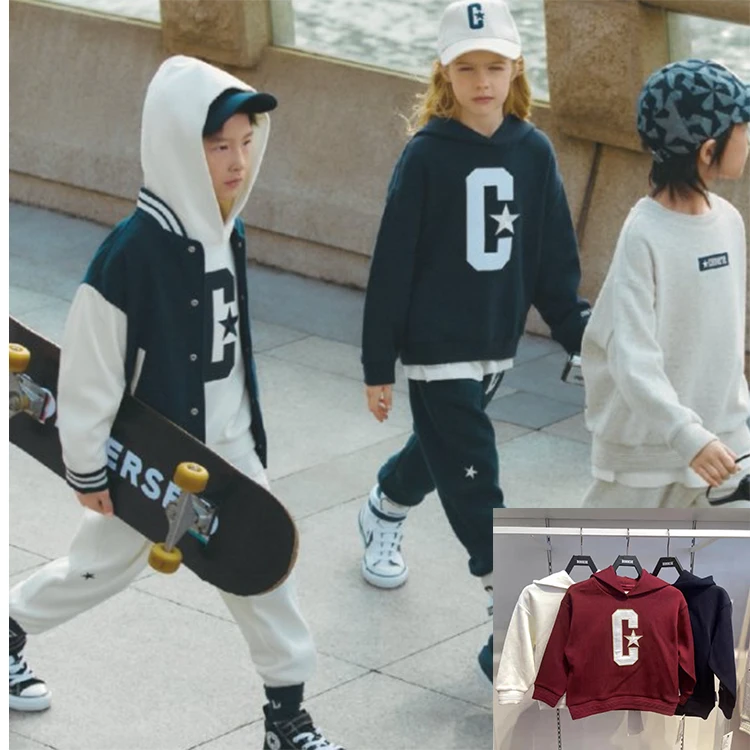 Converse匡威儿童装新年款穿搭装舒适百搭连帽套头卫衣 CV2512316