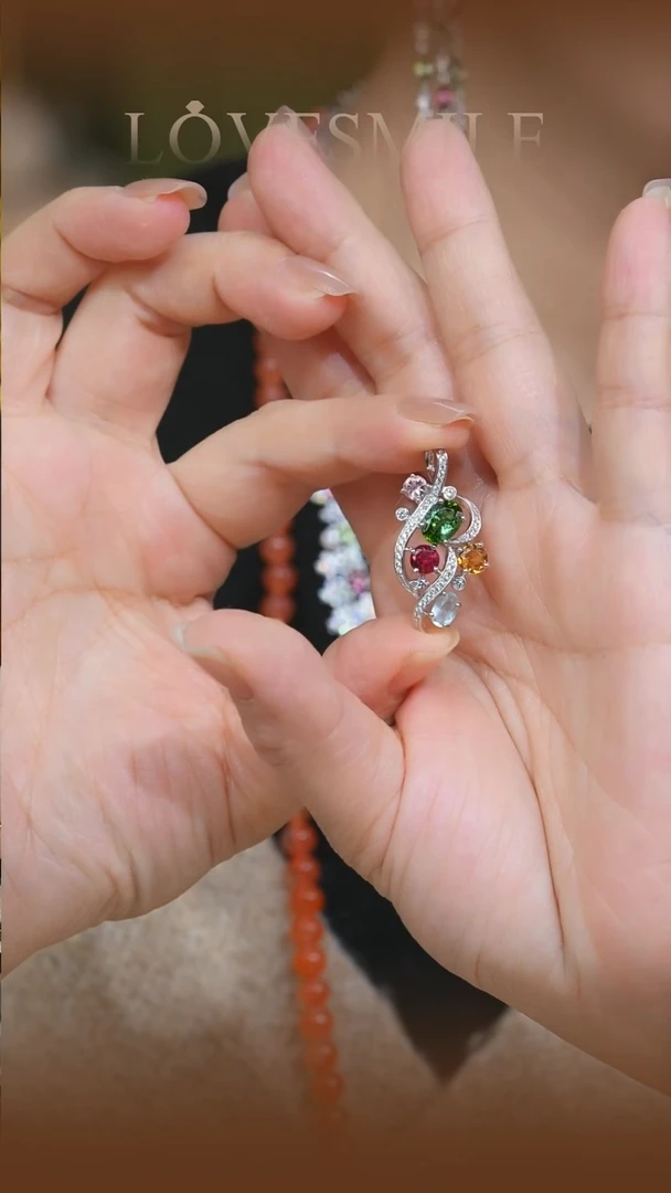 银S925镶嵌吊坠碧玺022