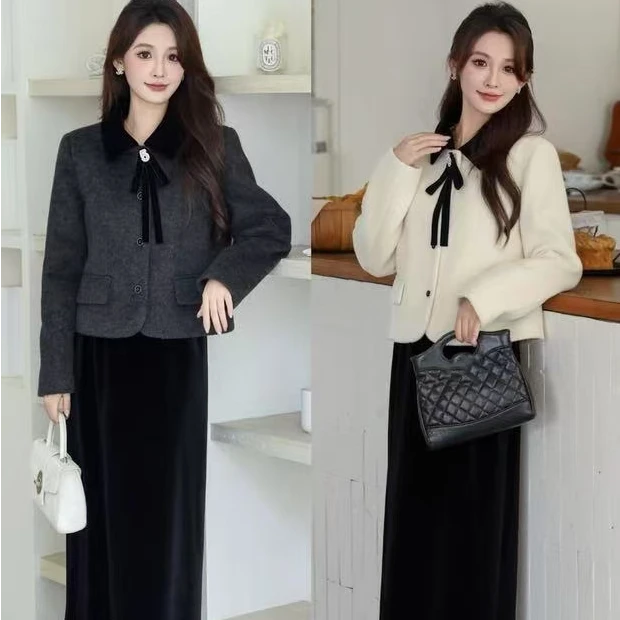 【锦衣服饰】XY 8089小香风拼色领羽绒外套