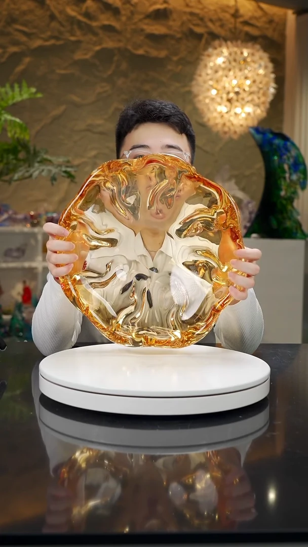 手工艺品琉璃琥珀色设计款果盘