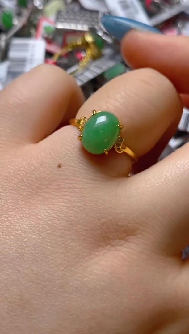 银S925镶嵌戒指翡翠百内无证书