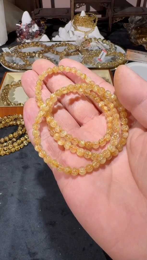 未镶嵌手串发晶SJ-695金发晶 多圈