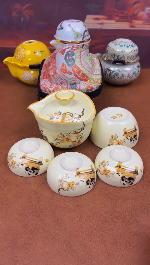 陶瓷茶具摆件旅行套组