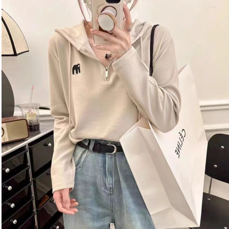 9796连帽长袖常规宽松型烫印百搭网红时尚春装