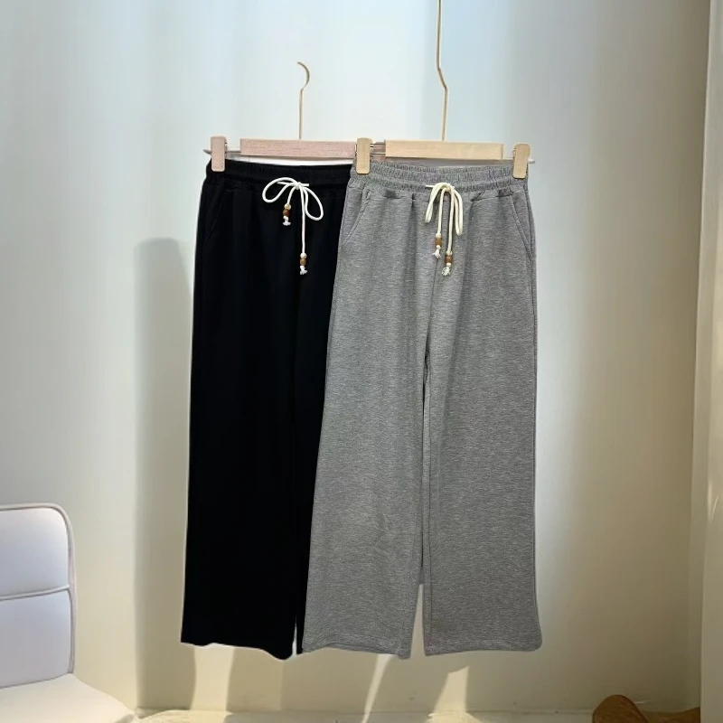 12598松紧腰绑绳休闲裤女款时尚百搭简约显瘦休闲裤