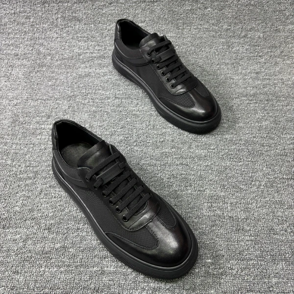 广州男鞋牛皮高品质轻奢时尚加绒一脚蹬百搭柔软男士黑色潮鞋