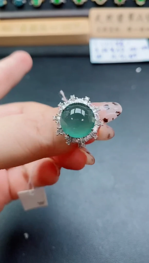 银S925镶嵌戒指翡翠1