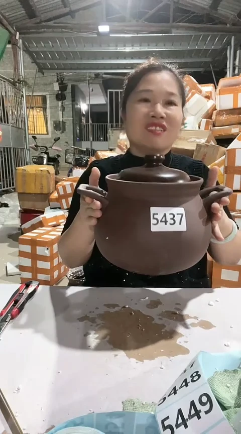 陶5437瑕疵紫砂大肚锅