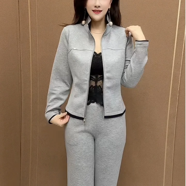 高档气质潮流韩系两件套装2025秋季新款时尚中年妈妈休闲简约套装
