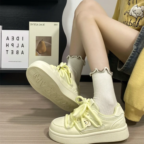 回力老钱风必备板鞋子女款爆款2025新款小众百搭厚底黄色小白鞋女