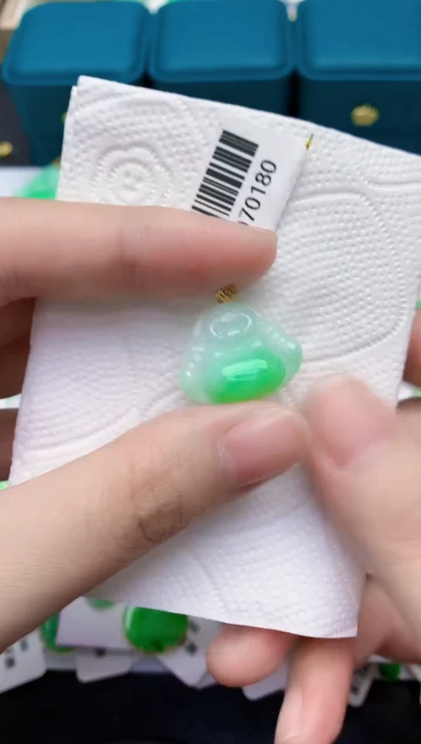 颈饰18K金镶嵌翡翠天然翡翠缅甸A货