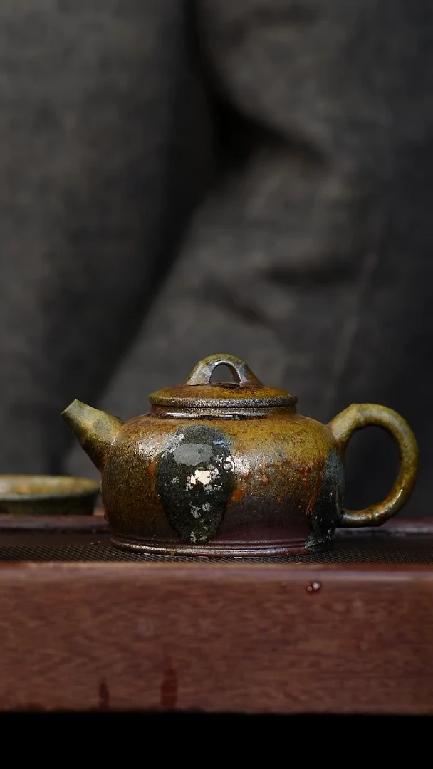 茶壶紫砂柴烧紫砂 天青竹节250cc